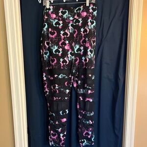 POP Fit Heart Patterned Leggings - Black, Pink, Blue